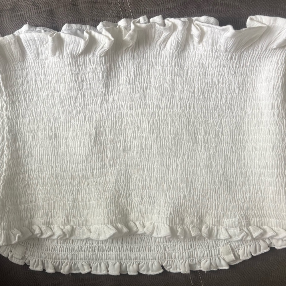 Hollister White Ruffle Crop Top